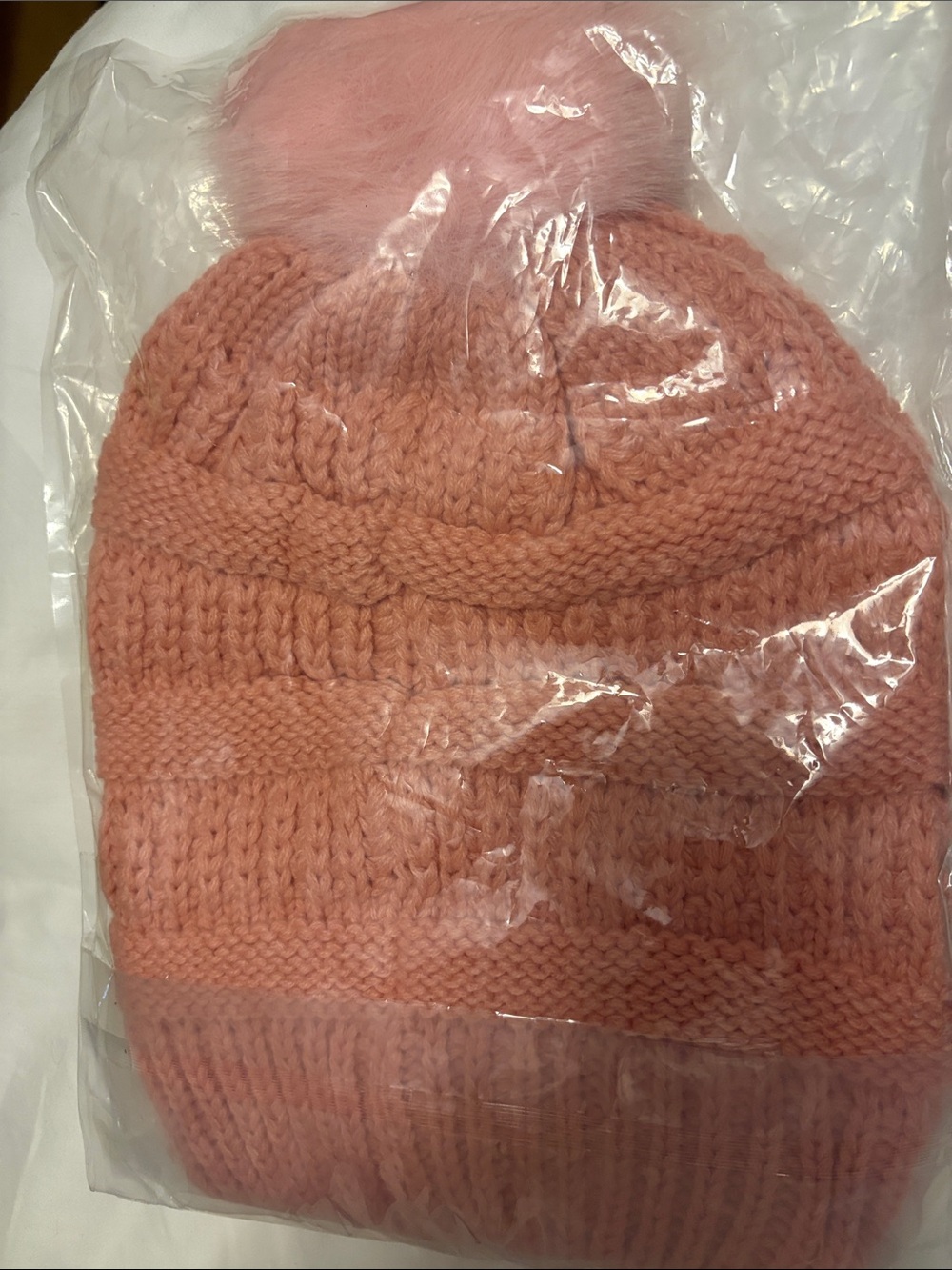 Knit Pom-Pom Beanie - Pink NWOT